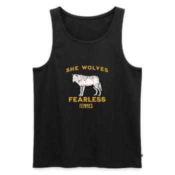 Alpha Femme She-Wolf Leader Pack Queen Girl Power - Men's Premium Organic Tank Top - black - Front - AI Model Male 178 light (178cm)