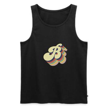 Retro Letter B - Men's Premium Organic Tank Top - black - Front - AI Model Male 178 light (178cm)