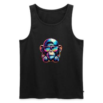 Monkey Headset Music - Männer Premium Bio Tank Top - Schwarz - Vorne - AI Model Male 178 light (178cm)