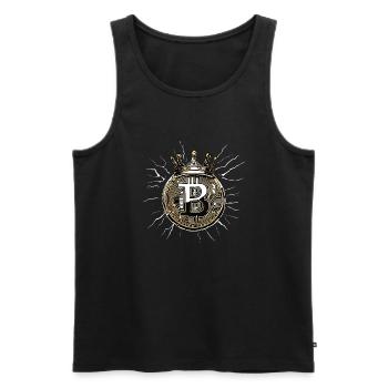 King Bitcoin - Men's Premium Organic Tank Top - black - Front - AI Model Male 178 light (178cm)