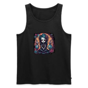 Poupée d’horreur / Halloween / Effrayant / Sombre - Débardeur bio Premium Homme - noir - Devant - Michal (187cm)