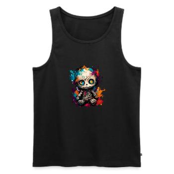 Horror Puppe / Halloween / gruselig / düster - Männer Premium Bio Tank Top - Schwarz - Vorne - Michal (187cm)