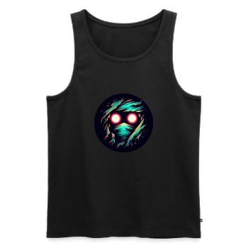 Glowing Observer - Men's Premium Organic Tank Top - black - Front - AI Model Male 178 light (178cm)