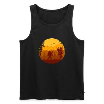 Wanderreise - Männer Premium Bio Tank Top - Schwarz - Vorne - AI Model Male 178 light (178cm)