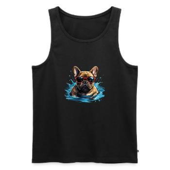Meister im Hundeschwimmen - Männer Premium Bio Tank Top - Schwarz - Vorne - AI Model Male 178 light (178cm)