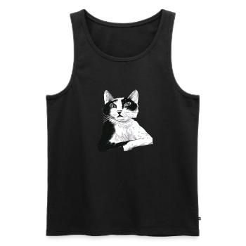 Katze Cat Comic Art Kunst Meow Miau - Men's Premium Organic Tank Top - black - Front - AI Model Male 178 light (178cm)