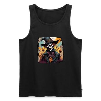 Scarecrow / Harvest Worker / Corn Field / Field - Men's Premium Organic Tank Top - black - Front - AI Model Male 178 light (178cm)