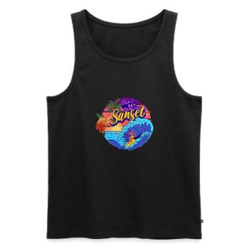 Unsetting Sun Debunking Sunset Sunrise Beach - Männer Premium Bio Tank Top - Schwarz - Vorne - Michal (187cm)