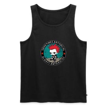 Anti - Männer Premium Bio Tank Top - Schwarz - Vorne - Michal (187cm)