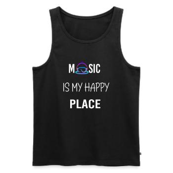 Music is my happy place - Men's Premium Organic Tank Top - black - Front - AI Model Male 178 light (178cm)