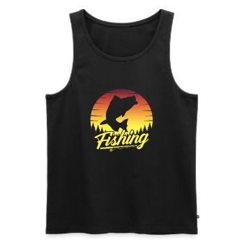 fish, fish, fishing, lake, sea, fishing, fauna, exotic - Men's Premium Organic Tank Top - black - Front - AI Model Male 178 light (178cm)