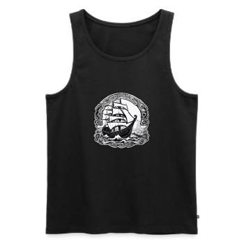 Piraten Schiff / Boot / Meer / Ocean / Wellen - Männer Premium Bio Tank Top - Schwarz - Vorne - Michal (187cm)