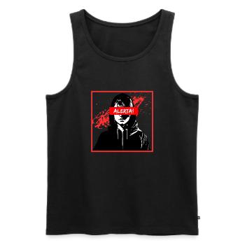 Alerta! Fille Antifa avec des éclaboussures de peinture - Débardeur bio Premium Homme - noir - Devant - AI Model Male 178 light (178cm)