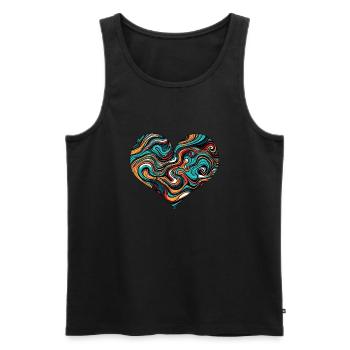 Psychédélique / Coeur / Psychobilly / Goa / Forme - Débardeur bio Premium Homme - noir - Devant - Michal (187cm)