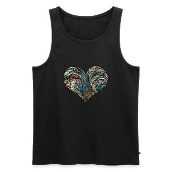 Psychédélique / Coeur / Psychobilly / Goa / Forme - Débardeur bio Premium Homme - noir - Devant - Michal (187cm)