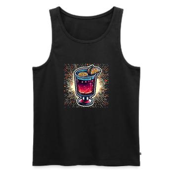 Cocktail / Bar / Mixage / Boisson / Exotique / Club - Débardeur bio Premium Homme - noir - Devant - AI Model Male 178 light (178cm)