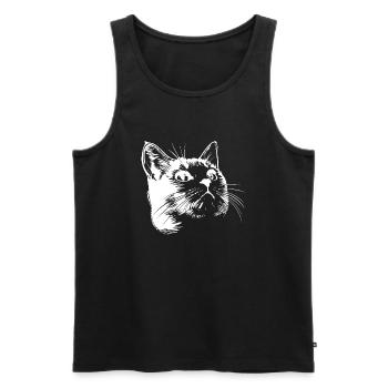 Chat, Motif De Chat, Visage De Chat - Débardeur bio Premium Homme - noir - Devant - Michal (187cm)