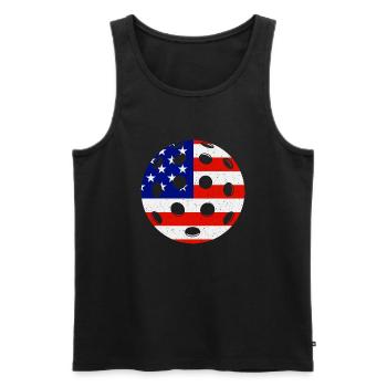 Pickleball USA BALL - Männer Premium Bio Tank Top - Schwarz - Vorne - Michal (187cm)