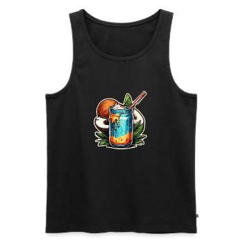 Cocktail / Bar / Mixage / Boisson / Exotique / Club - Débardeur bio Premium Homme - noir - Devant - AI Model Male 178 light (178cm)
