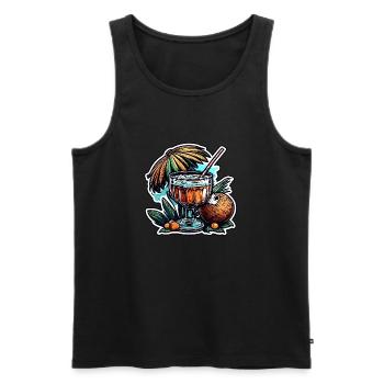 Cocktail / Bar / Mixing / Drink / Exotic / Club - Men's Premium Organic Tank Top - black - Front - AI Model Male 178 light (178cm)