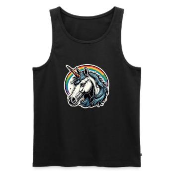 Unicorn / Mythical Creatures / Fairy Tale / Magic / Glitter - Men's Premium Organic Tank Top - black - Front - Michal (187cm)