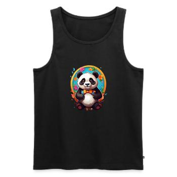 Panda - Männer Premium Bio Tank Top - Schwarz - Vorne - Michal (187cm)