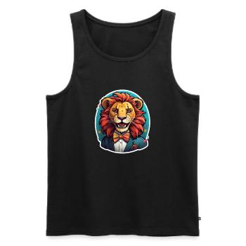 Löwe Comic - Männer Premium Bio Tank Top - Schwarz - Vorne - AI Model Male 178 light (178cm)