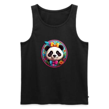 Panda - Männer Premium Bio Tank Top - Schwarz - Vorne - Michal (187cm)