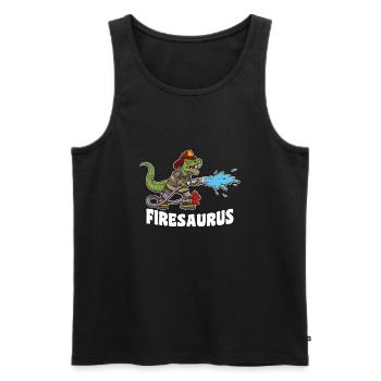 Firesaurus Dinosaure Pompier Dessin animé - Débardeur bio Premium Homme - noir - Devant - Michal (187cm)