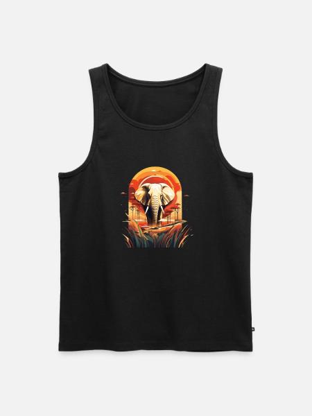 Elefant in der Savanne - Männer Premium Bio Tank Top - Schwarz