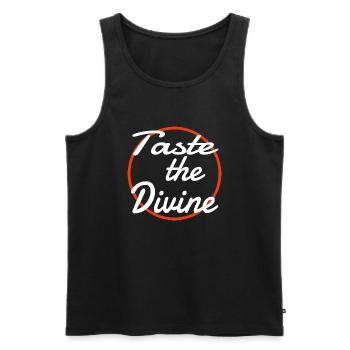 sayings flavor infusion gourmet bliss - Männer Premium Bio Tank Top - Schwarz - Vorne - AI Model Male 178 light (178cm)