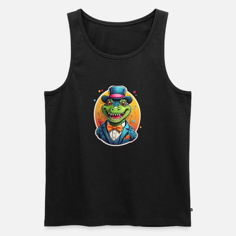 Lustiges Comic Krokodiel - Männer Premium Bio Tank Top - Schwarz