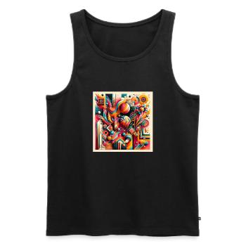 Retro-futuristic explosion of colour - Men's Premium Organic Tank Top - black - Front - AI Model Male 178 light (178cm)