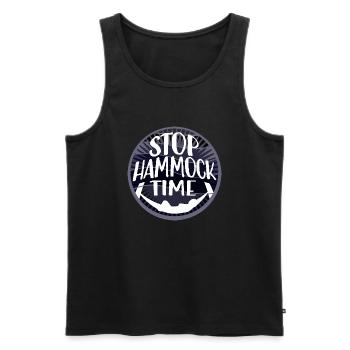 Funny Stop Hammock Time Relaxing Sleeping Camping - Men's Premium Organic Tank Top - black - Front - AI Model Male 178 light (178cm)