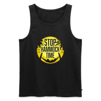 Funny Stop Hammock Time Relaxing Sleeping Camping - Men's Premium Organic Tank Top - black - Front - AI Model Male 178 light (178cm)
