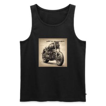 Plan / Sépia / Vintage / Rétro / Moto - Débardeur bio Premium Homme - noir - Devant - Michal (187cm)
