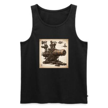 Bauplan / Sepia / Vintage / Retro / Maschine - Männer Premium Bio Tank Top - Schwarz - Vorne - Michal (187cm)