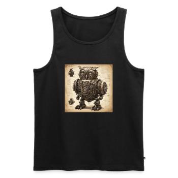 Bauplan / Sepia / Vintage / Retro / Eule - Männer Premium Bio Tank Top - Schwarz - Vorne - Michal (187cm)
