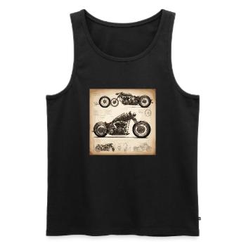 Bauplan / Sepia / Vintage / Retro / Motorrad - Männer Premium Bio Tank Top - Schwarz - Vorne - Michal (187cm)