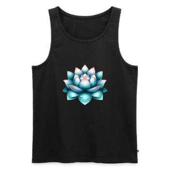 Serene Lotus Flower - Men's Premium Organic Tank Top - black - Front - Michal (187cm)