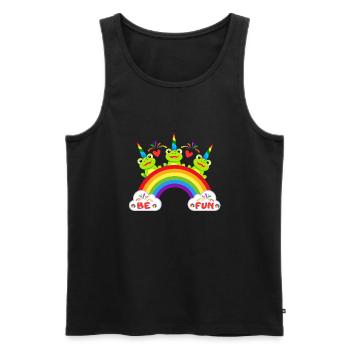 Happy Frog Be Fun message positif gai coloré 3 - Débardeur bio Premium Homme - noir - Devant - Michal (187cm)