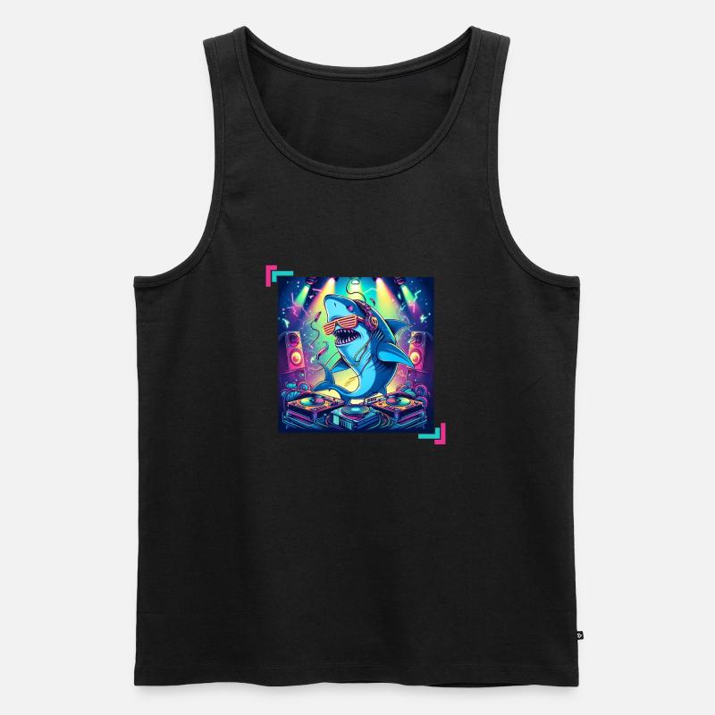 Techno Shark - Männer Premium Bio Tank Top - Schwarz
