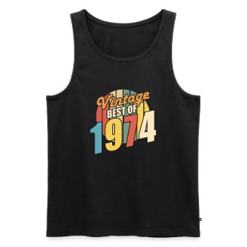 Vintage 1974 meilleur de 1974 - annif 50 ans - Débardeur bio Premium Homme - noir - Devant - AI Model Male 178 light (178cm)
