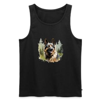German Shepherd Dog in the Forest - Men's Premium Organic Tank Top - black - Front - Michal (187cm)