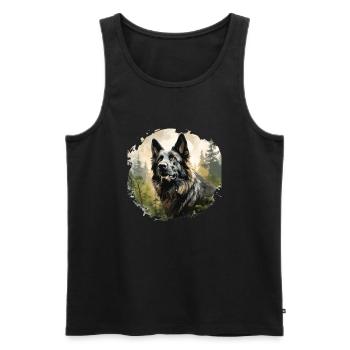 Grey German Shepherd Dog in the Forest - Men's Premium Organic Tank Top - black - Front - Michal (187cm)