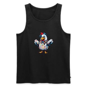 Clown Animal / Cirque / Drôle / Coloré / Spectacle / Coq - Débardeur bio Premium Homme - noir - Devant - Michal (187cm)