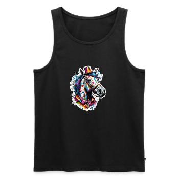 Clown Animal / Cirque / Drôle / Coloré / Spectacle / Cheval - Débardeur bio Premium Homme - noir - Devant - Michal (187cm)