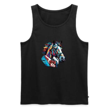 Clown Animal / Cirque / Drôle / Coloré / Spectacle / Cheval - Débardeur bio Premium Homme - noir - Devant - Michal (187cm)