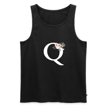 Tropischer Blumenbuchstabe Q - Männer Premium Bio Tank Top - Schwarz - Vorne - Michal (187cm)