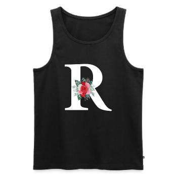 Roter Blumenbuchstabe R - Männer Premium Bio Tank Top - Schwarz - Vorne - Michal (187cm)